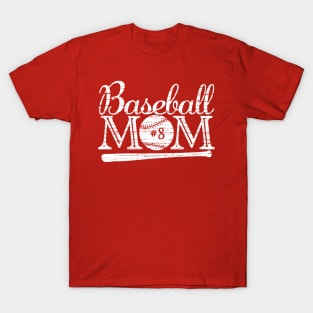 Vintage Baseball Mom #8 Favorite Player Biggest Fan Number Jersey T-Shirt